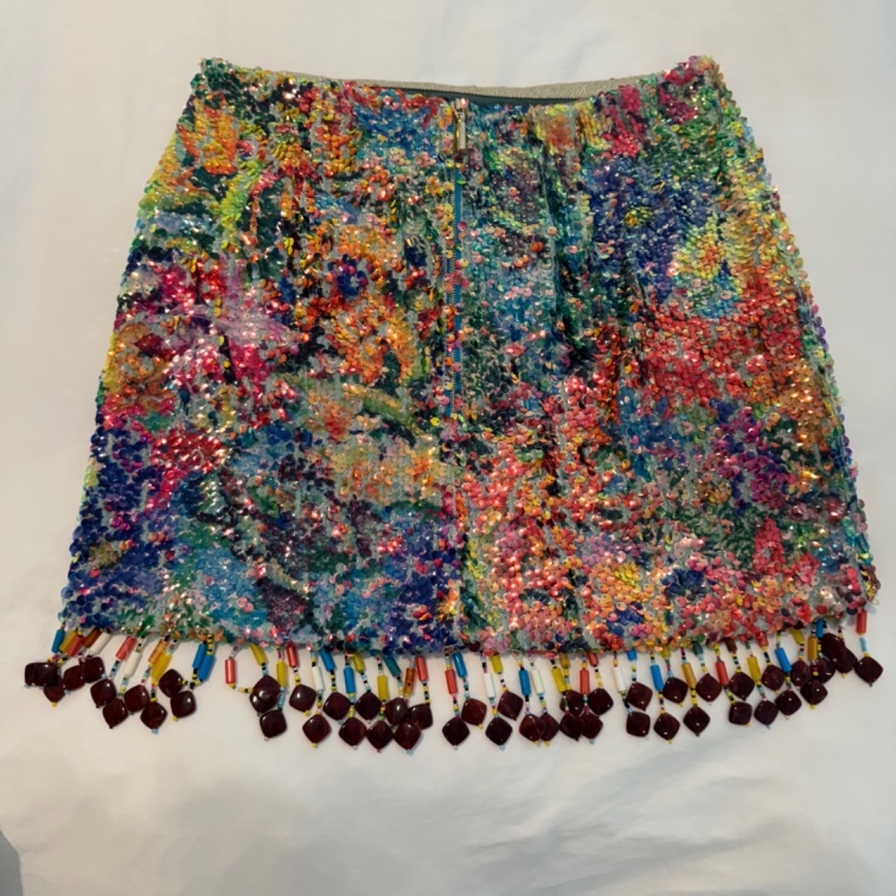 Alexis Storm Beaded Fringe Skirt in Botanical Sequin - Top & Bottom: Size XS - Picture 5 of 14